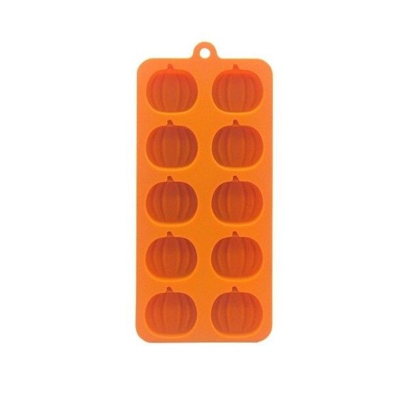Orange Silicone Pumpkin 10 Mold Ice Cube Tray - Halloween - Craft Candy New - Picture 2 of 5